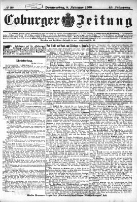 Coburger Zeitung Donnerstag 8. Februar 1900