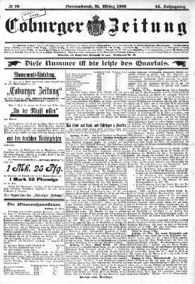 Coburger Zeitung Samstag 31. März 1900