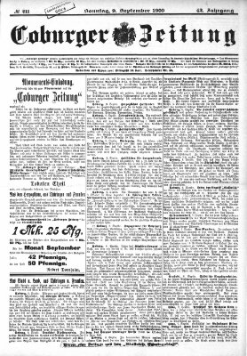 Coburger Zeitung Sonntag 9. September 1900