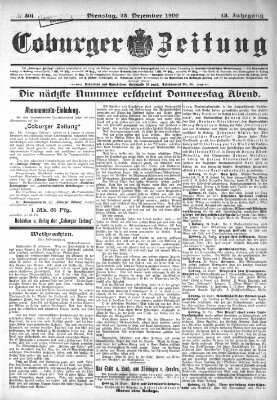 Coburger Zeitung Dienstag 25. Dezember 1900