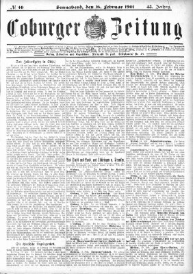 Coburger Zeitung Samstag 16. Februar 1901