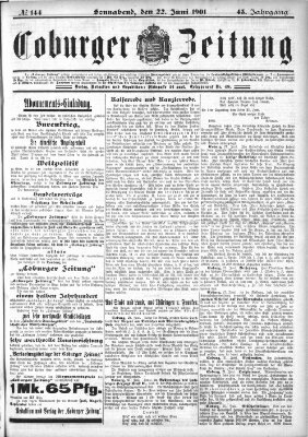 Coburger Zeitung Samstag 22. Juni 1901
