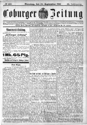 Coburger Zeitung Dienstag 24. September 1901