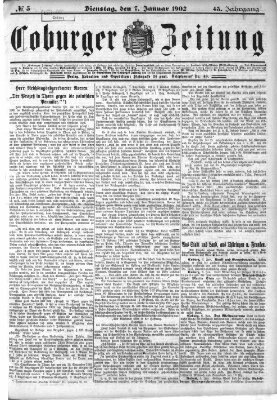 Coburger Zeitung Dienstag 7. Januar 1902