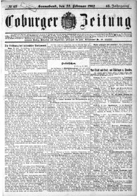 Coburger Zeitung Samstag 22. Februar 1902