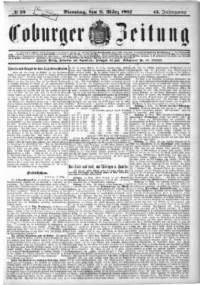 Coburger Zeitung Dienstag 11. März 1902