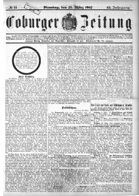 Coburger Zeitung Dienstag 25. März 1902