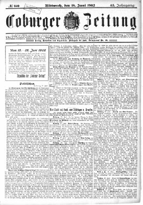 Coburger Zeitung Mittwoch 18. Juni 1902