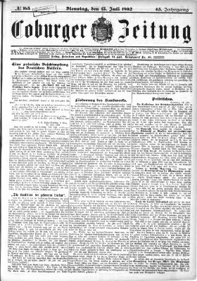 Coburger Zeitung Dienstag 15. Juli 1902