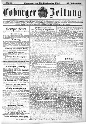 Coburger Zeitung Sonntag 28. September 1902