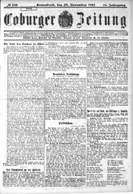 Coburger Zeitung Samstag 29. November 1902