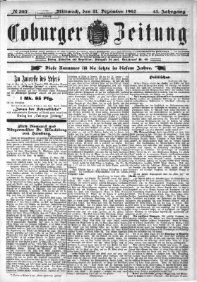 Coburger Zeitung Mittwoch 31. Dezember 1902