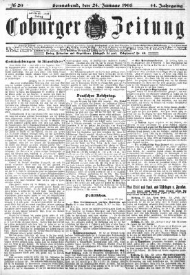 Coburger Zeitung Samstag 24. Januar 1903