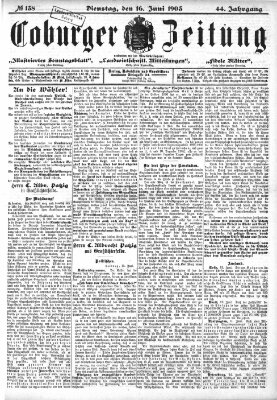 Coburger Zeitung Dienstag 16. Juni 1903
