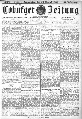 Coburger Zeitung Donnerstag 20. August 1903