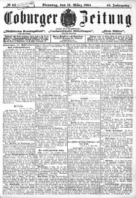 Coburger Zeitung Dienstag 15. März 1904