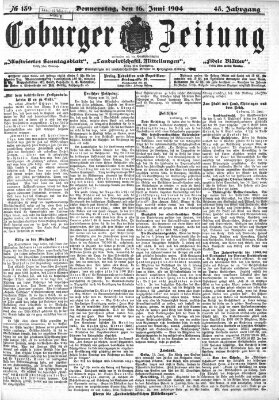 Coburger Zeitung Donnerstag 16. Juni 1904