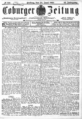 Coburger Zeitung Freitag 24. Juni 1904