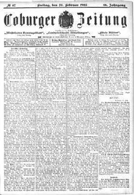 Coburger Zeitung Mittwoch 24. Februar 1904