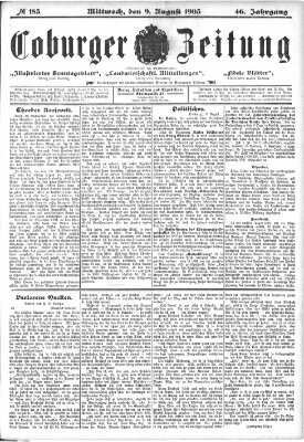 Coburger Zeitung Mittwoch 9. August 1905