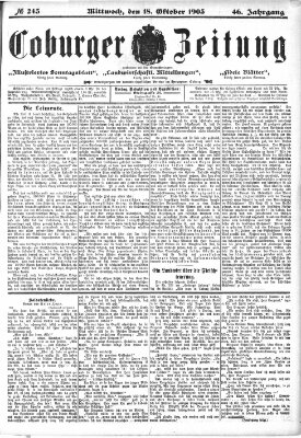 Coburger Zeitung Mittwoch 18. Oktober 1905