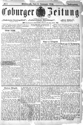 Coburger Zeitung Mittwoch 3. Januar 1906