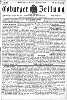 Coburger Zeitung Donnerstag 25. Januar 1906