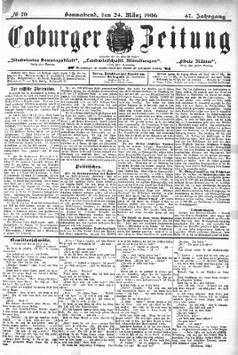 Coburger Zeitung Samstag 24. März 1906