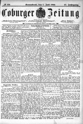 Coburger Zeitung Samstag 7. Juli 1906