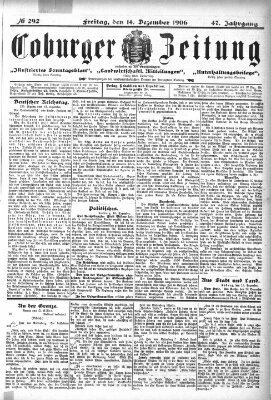 Coburger Zeitung Freitag 14. Dezember 1906