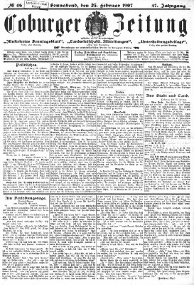 Coburger Zeitung Samstag 23. Februar 1907
