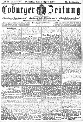 Coburger Zeitung Mittwoch 3. April 1907
