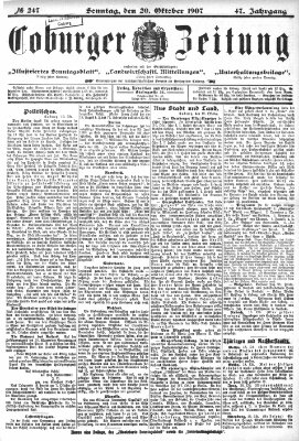 Coburger Zeitung Sonntag 20. Oktober 1907