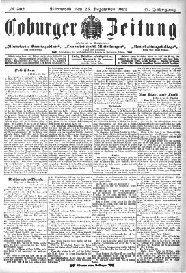 Coburger Zeitung Mittwoch 25. Dezember 1907