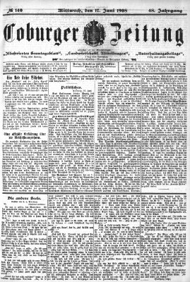 Coburger Zeitung Mittwoch 17. Juni 1908