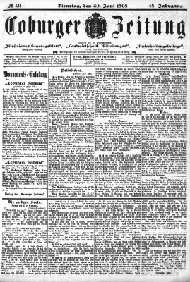 Coburger Zeitung Dienstag 30. Juni 1908