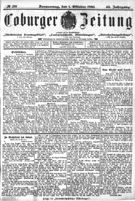 Coburger Zeitung Donnerstag 1. Oktober 1908