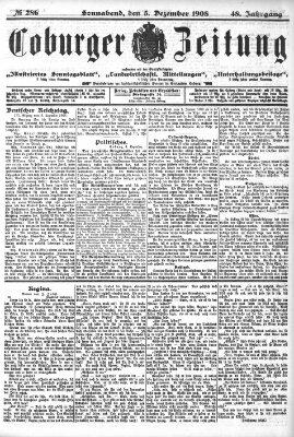 Coburger Zeitung Samstag 5. Dezember 1908