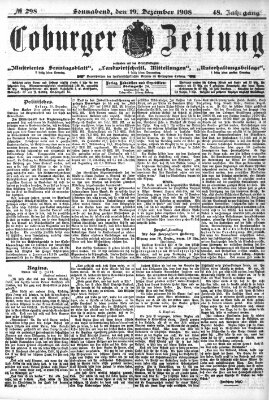 Coburger Zeitung Samstag 19. Dezember 1908