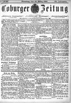 Coburger Zeitung Dienstag 23. März 1909