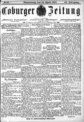 Coburger Zeitung Donnerstag 15. April 1909