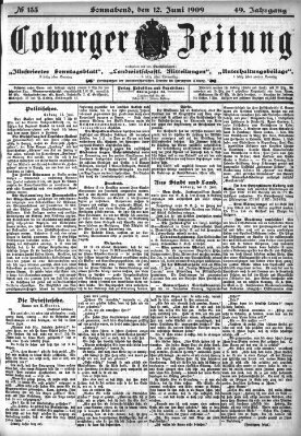 Coburger Zeitung Samstag 12. Juni 1909