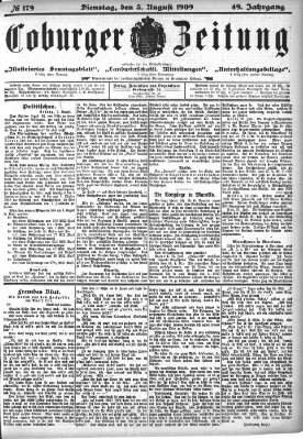 Coburger Zeitung Dienstag 3. August 1909
