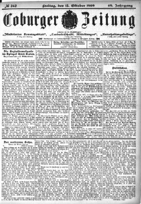 Coburger Zeitung Freitag 15. Oktober 1909