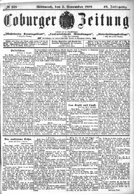Coburger Zeitung Mittwoch 3. November 1909