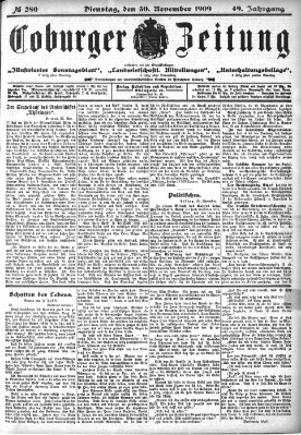 Coburger Zeitung Dienstag 30. November 1909