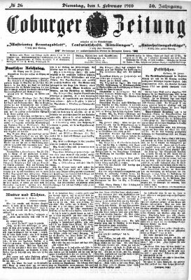 Coburger Zeitung Dienstag 1. Februar 1910