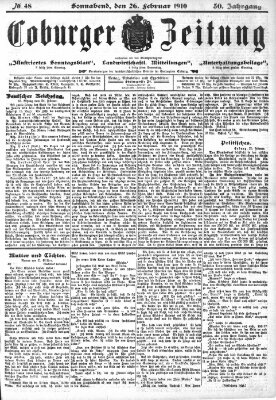 Coburger Zeitung Samstag 26. Februar 1910