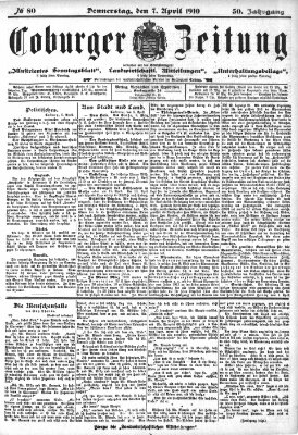 Coburger Zeitung Donnerstag 7. April 1910