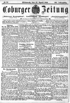Coburger Zeitung Mittwoch 27. April 1910